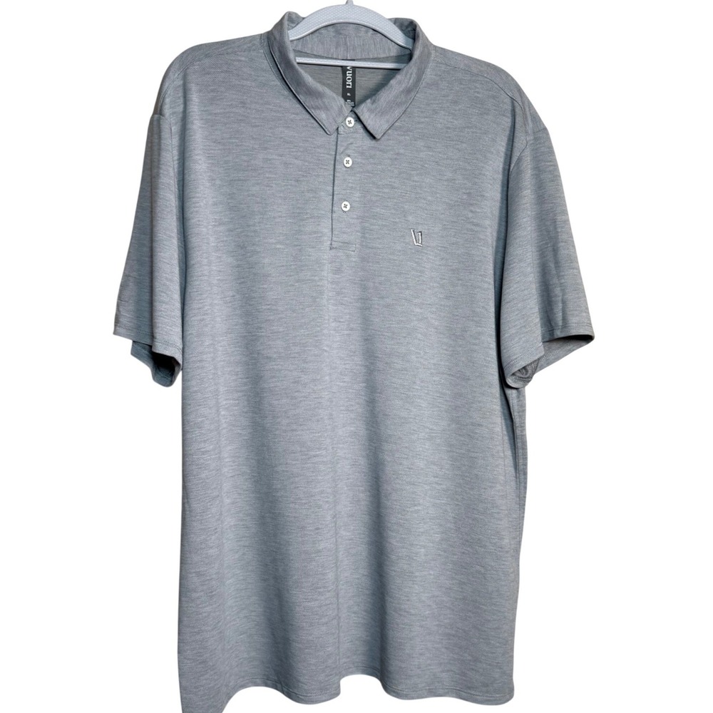 Vuori Knit Twill Polo Mens XL Gray Short Sleeve Performance Shirt Athletic Golf